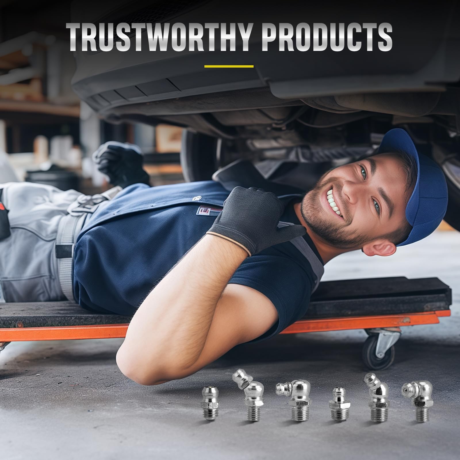 110Pcs Grease Fittings Kit, SAE Grease Fitting Assortment: 1/4" 1/8" Straight 45