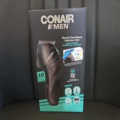 Conair Haircut Kit, Men's Cord/Cordless Color Coded Clippers Case Scissors Comb