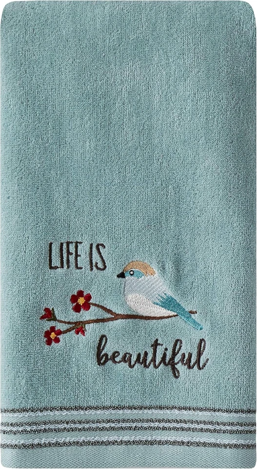 SKL Home by Saturday Knight Ltd. Life Is Beautiful 2 Pc Hand Towel Set, Aqua - Image 2 of 4