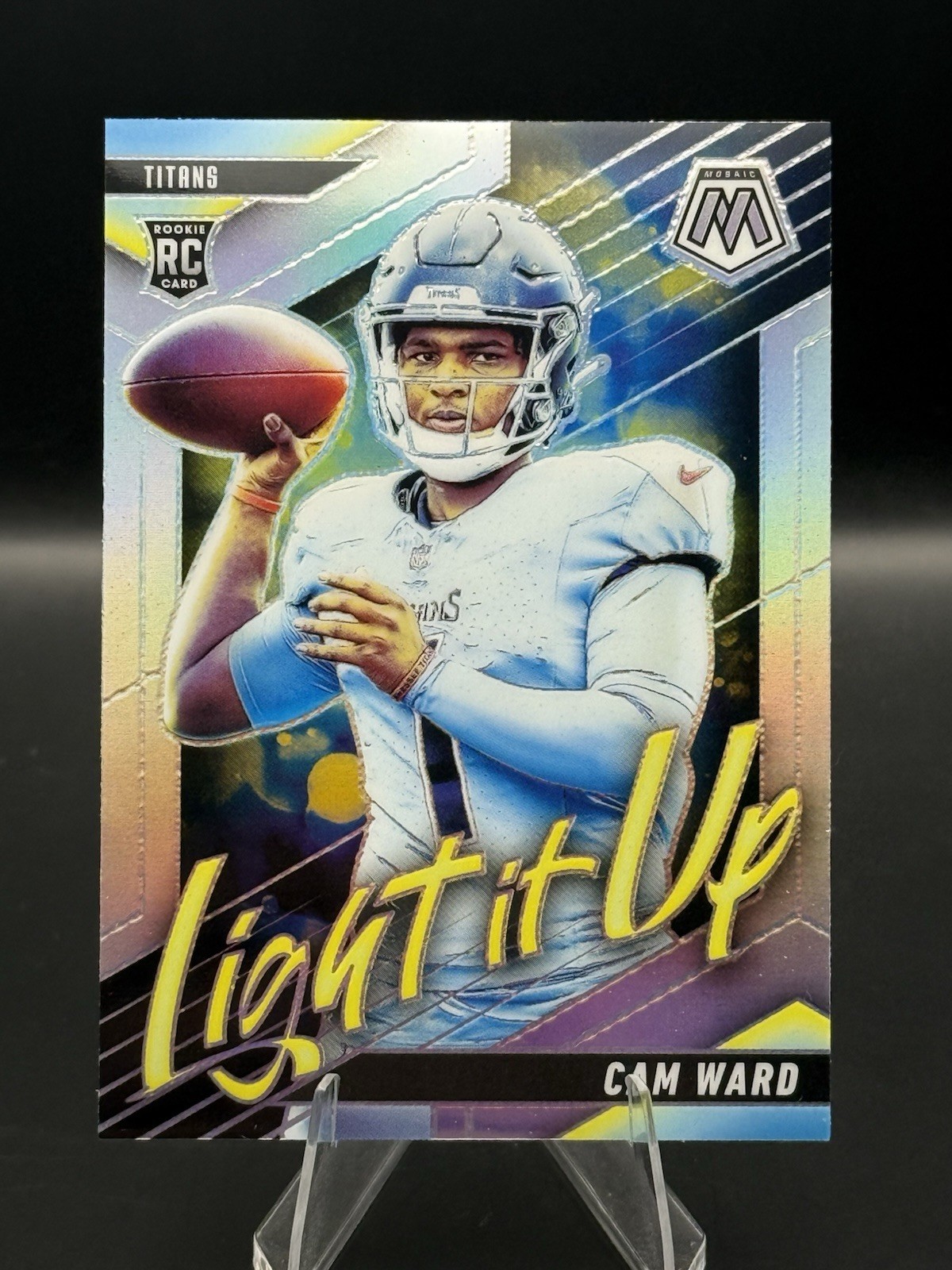 2025 Panini Mosaic - Cam Ward - Silver Light It Up RC - Tennessee Titans
