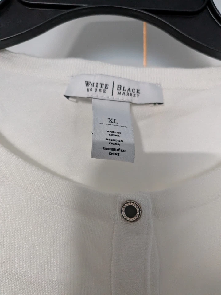 White House Black Market Women's Cardigan Sweater Size XL White 3/4 Sleeve - Image 2 of 4
