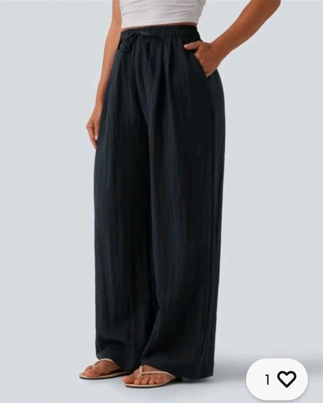 Halara High Waisted Drawstring Side Pocket Wide Leg Casual Pants M Tall #131B6
