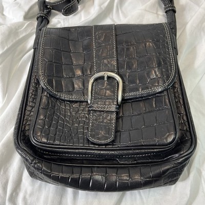 BLACK LEATHER ANGEL SERRANO SHOULDER BAG PURSE