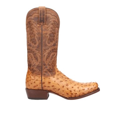 Dan Post Boots Marco Full Quill Ostrich Pull On Square Toe Cowboy  Mens Brown Ca