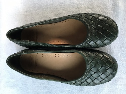 RARE EUC Calzoleria Toscana Women 36 US 6 Green Woven Round Toe Loafers Flats B - Picture 3 of 10