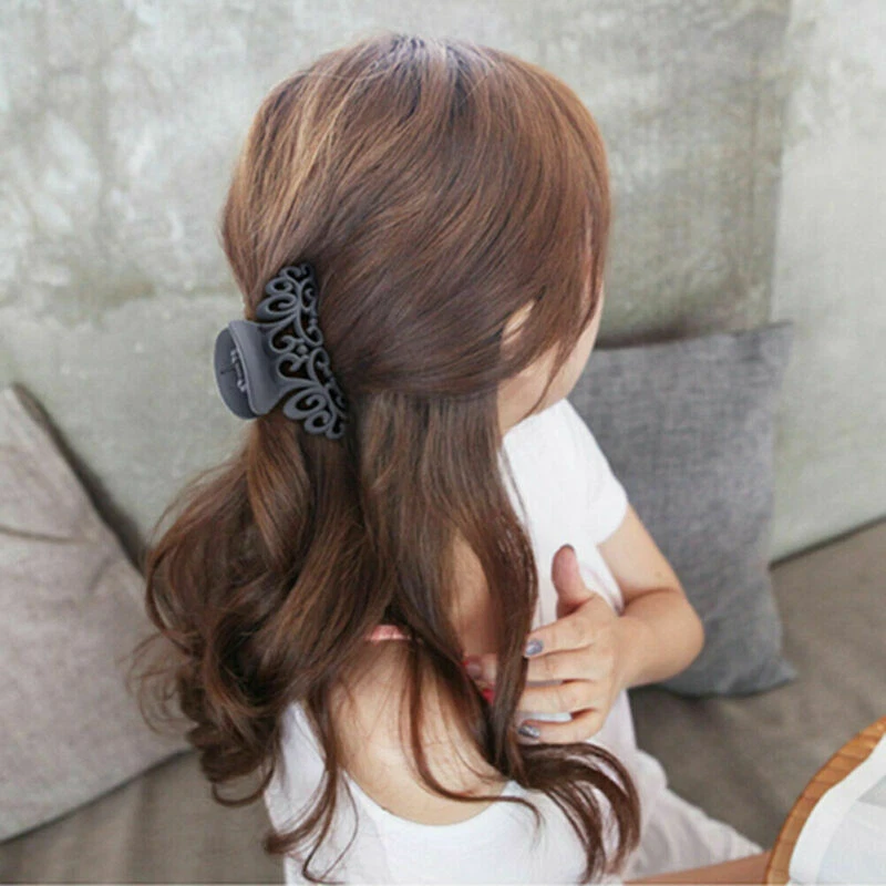 Pinza exfoliante grande para mujeres talla hueca pinza de cangrejo peinado agarre pasador Foto 4 de 4