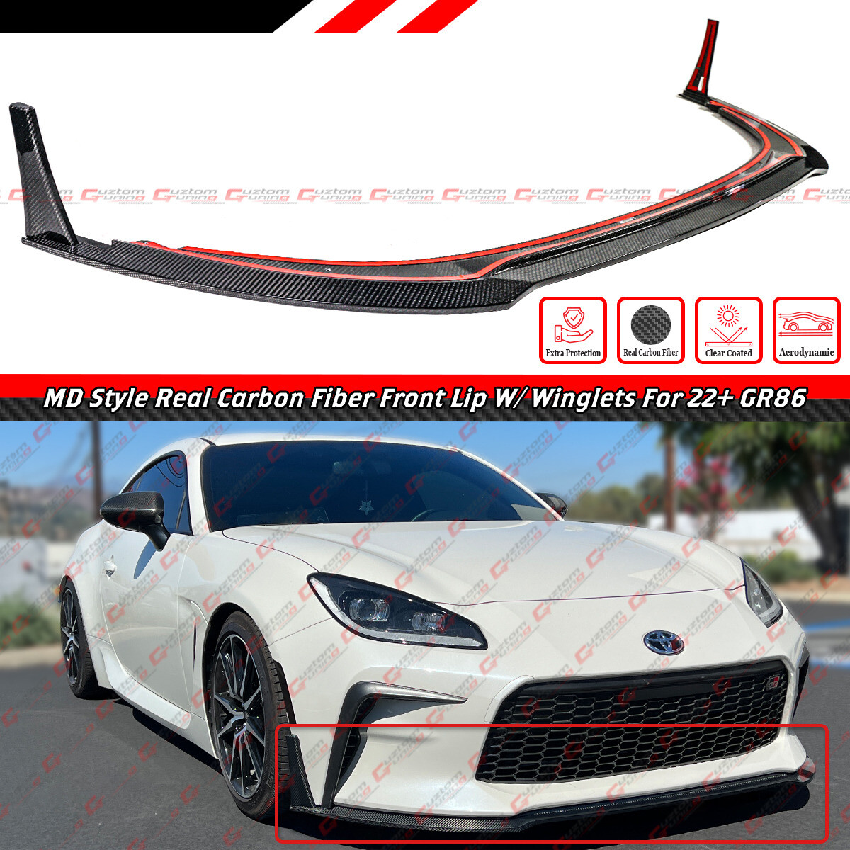 For 2022-2026 Toyota GR86 Max Style Real Carbon Fiber Front Bumper