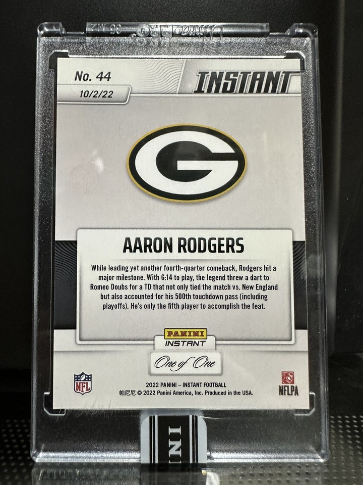 Aaron Rodgers 2022 Panini Instant 44 Rodgers Joins 500 Touchdown Club