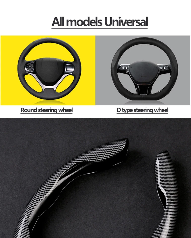 Carbon Fiber Look Accessory Car Steering Wheel Booster Cover Non-Slip Accessory — 第 3/4 张图片