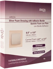 Silver Foam Dressing with Adhesive Border  Sterile (Two Sizes Available)