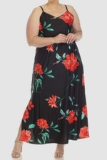 White Mark Women's Black Floral Strap Maxi Dress Plus Size 2XL