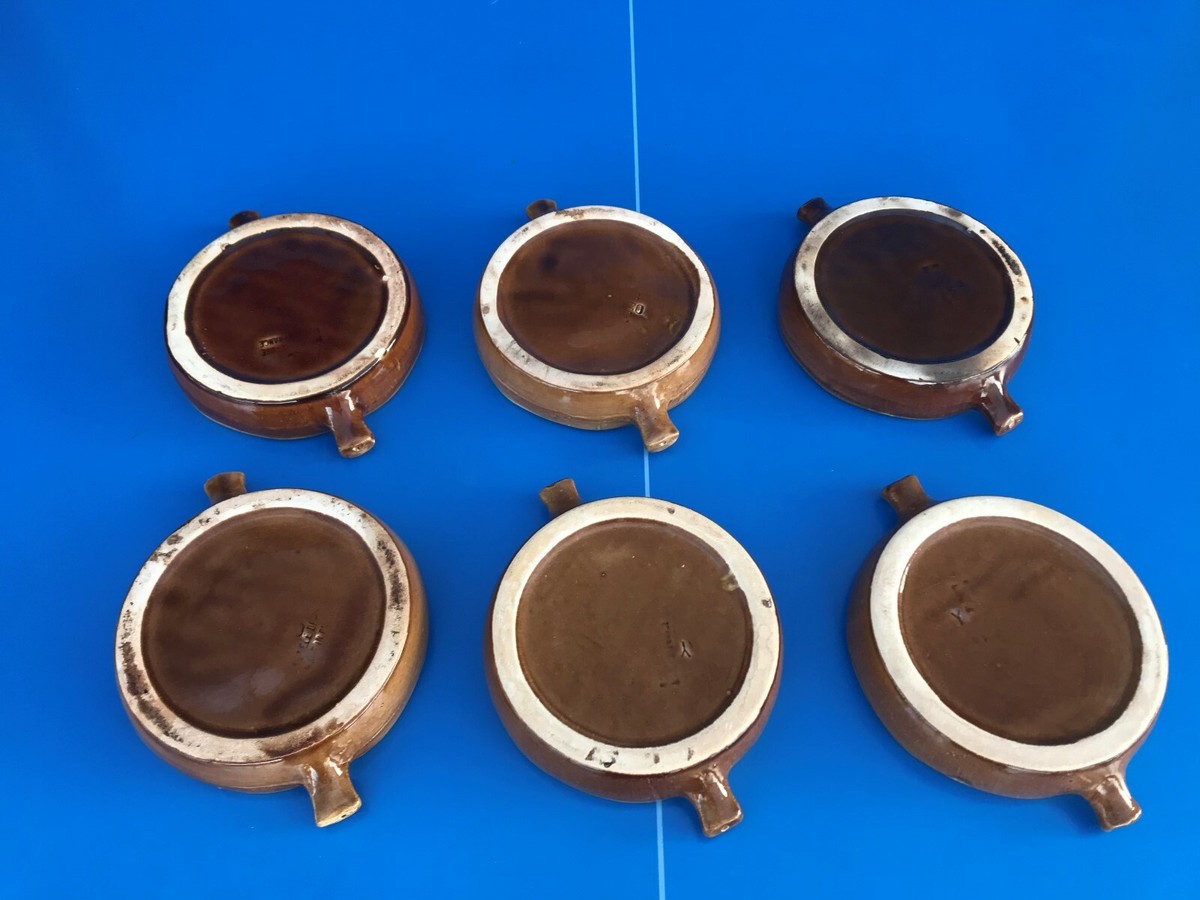 Lot De 6 Plats à Escargots Emile Henry - 12 Trous - Grès Céramique Marron - Vintage