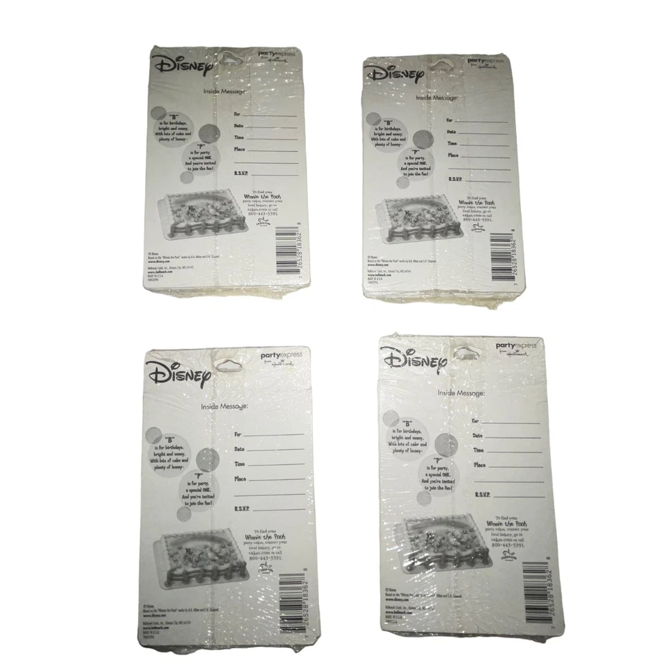 NIP Hallmark Disney Winnie the Pooh Vintage 1st Birthday Invitations Party Cards - Image 4 of 4