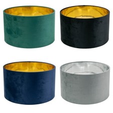 35cm Lampshade Ceiling Light Shade Metallic Inner Easy Fit Velvet Drum LED Bulb