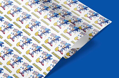 Geschenkpapier Sonic personalisiert - Name & Alter individuell - Geschenkpapier Kindergeburtstag