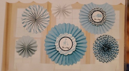 6 Paper Fan Decorations "It's a Boy!" BABY SHOWER - Giraffe & Elephants - New! - 第 3/4 張圖片