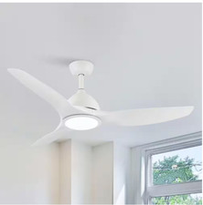 52" Ceiling Fan Integrated LED Indoor Matte White with Remote Control