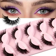 5-Pair Mink Eyelash Set - Natural Volume, Curl & Seamless Look