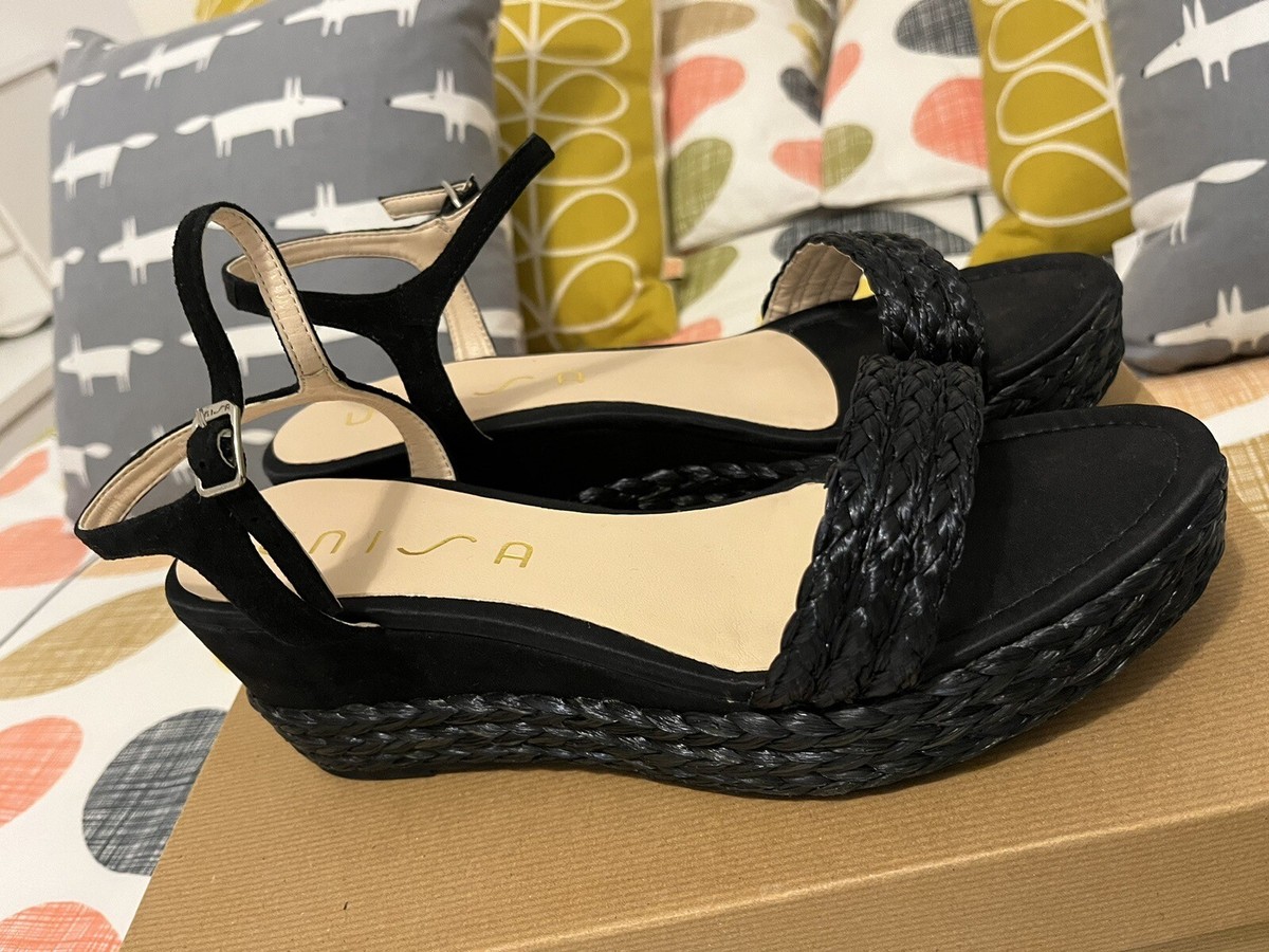 Unisa Black Katia Wedge Heeled Sandals EU41- UK Box UK