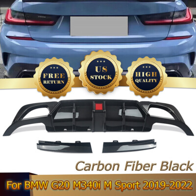 Fits 2019-2022 BMW 3 Series G20 330i M340i Carbon Fiber Rear Bumper Lip Diffuser