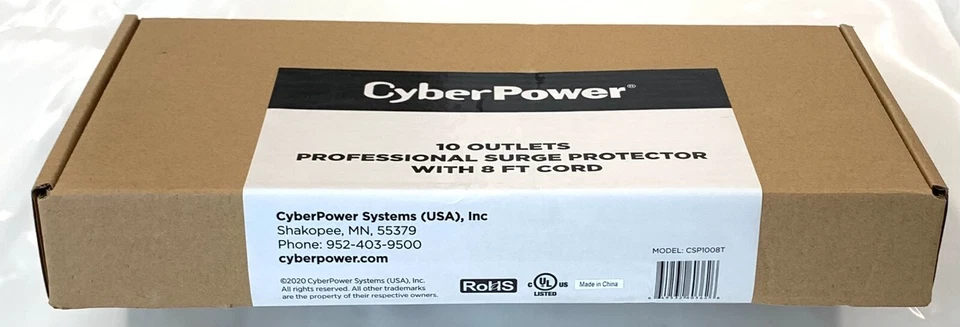 CyberPower CSP1008T 10-Outlet Professional Surge Protector with 8 FT Cord - Image 2 of 3