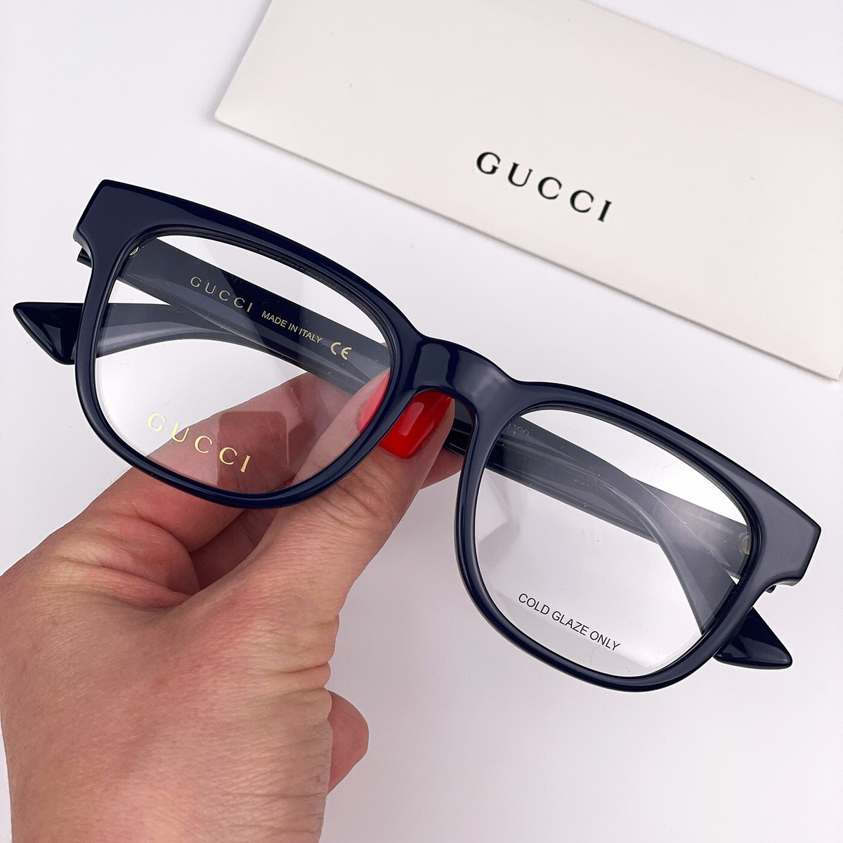 Gucci Women Eyeglasses Dark Blue Demo Square GG0764O 003 NEW 