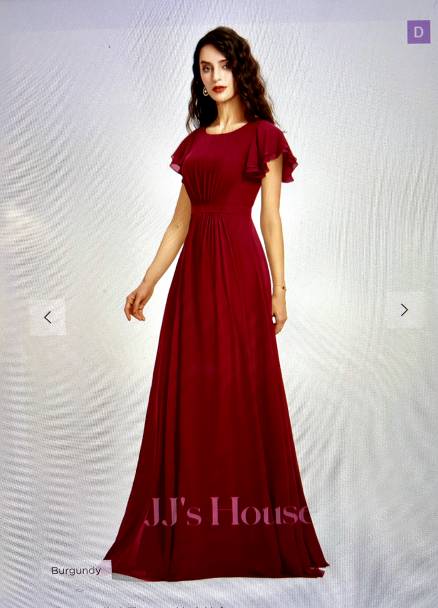 JJ's House A-line Scoop Floor-Length Bridesmaid Dress w/ Ruffle SIZE 0  BURGUNDY
