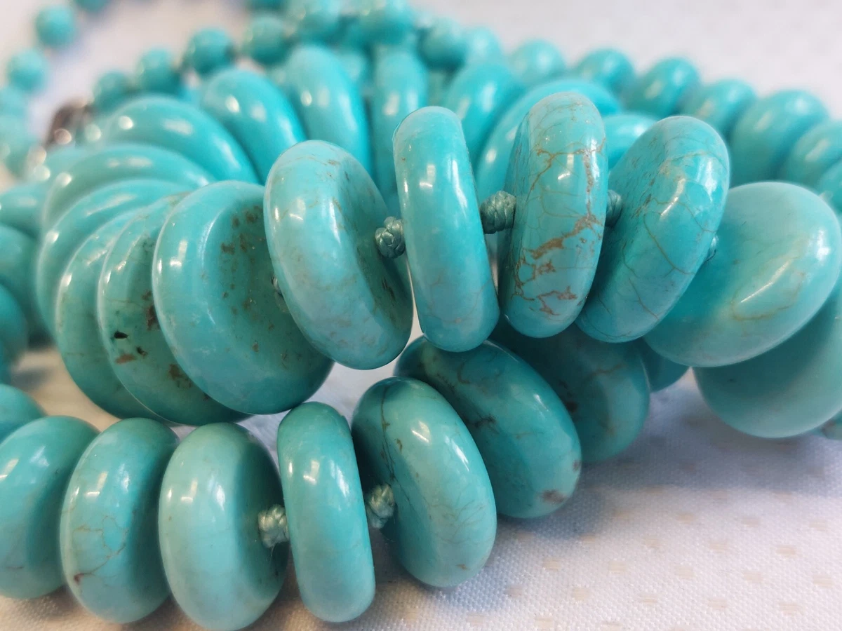 AIL Aluma Turquoise Necklace Sterling Silver Clasp Hand Knotted