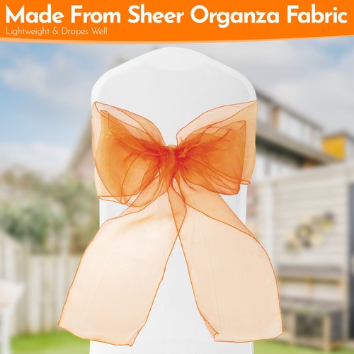 Silla de organza de boda fajas ancho lazo completo para decoración de fiesta 1x-100x - Imagen 159 de 391