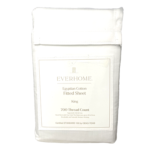 Everhome 700 TC 100 Egyptian Cotton Extra Deep Fitted Sheet 20" White
