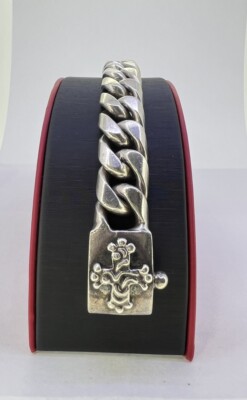 Versani Sterling Silver Cuban Link Bracelet 17.2 mm Wide And Lock