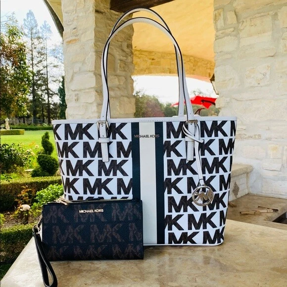 Michael kors center stripe tote outlet