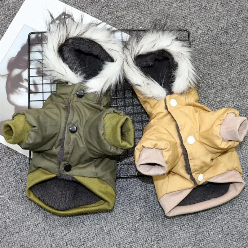 Invierno Ropa para Mascotas Cálida Cachorro Chaqueta Abrigo Ropa con Capucha para Perro Pequeño Mediano Foto 2 de 4
