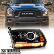 2016-2018 Ram 1500 2500 3500 w/ Black Trim Projector Headlight Headlamp - Driver