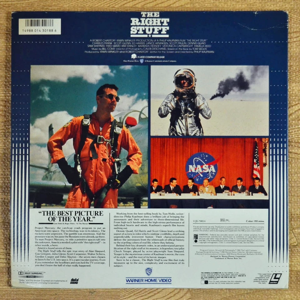 THE RIGHT STUFF Laserdisc JAPAN 2LD w/OBI IIJL-70014  Sam Shepard, Scott Glenn Foto 2 de 4