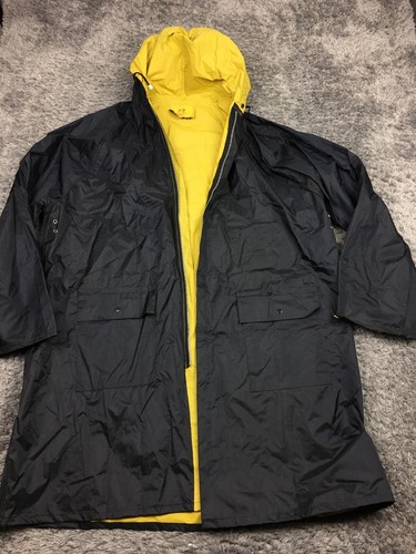 Rothco Reversible Rain Coat Mens Size XL Long Yellow Black Deluxe Hooded