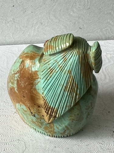 Zuni Green Turquoise Corn Maiden Grinding Corn Claudia Peina *SIGNED*Hair F4034 - Picture 3 of 7