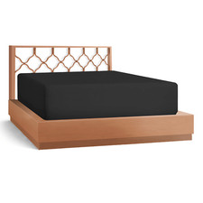 21  Extra Deep Pocket Ultra Soft Fitted Sheet with Corner Straps, Queen - Black