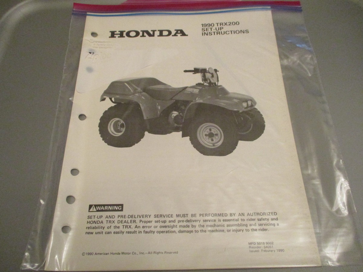 Honda OEM Set Up Instructions Manual 1990 TRX 200 TRX200 | eBay