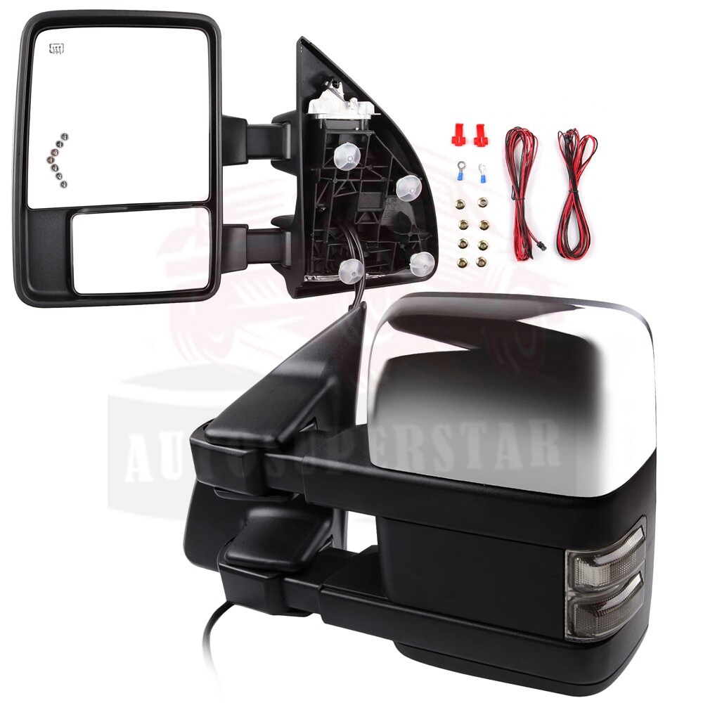 03-07 Ford F250 F350 Heated Puddle Lamp Tow Mirrors with Power Clearance Lights