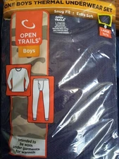 Navy Blue Thermal Underwear Set Size L(10/12) Pants Top Base Layer Warm Snug Fit