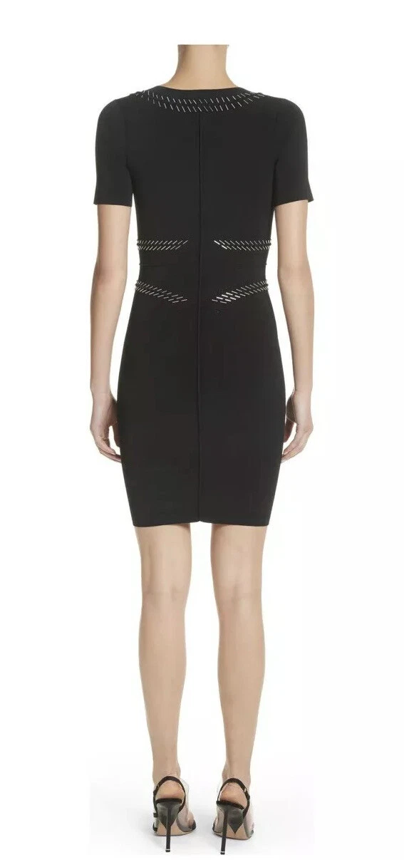 NWT Alexander Wang Bodycon Black Embellished Mini Dress SZ XS