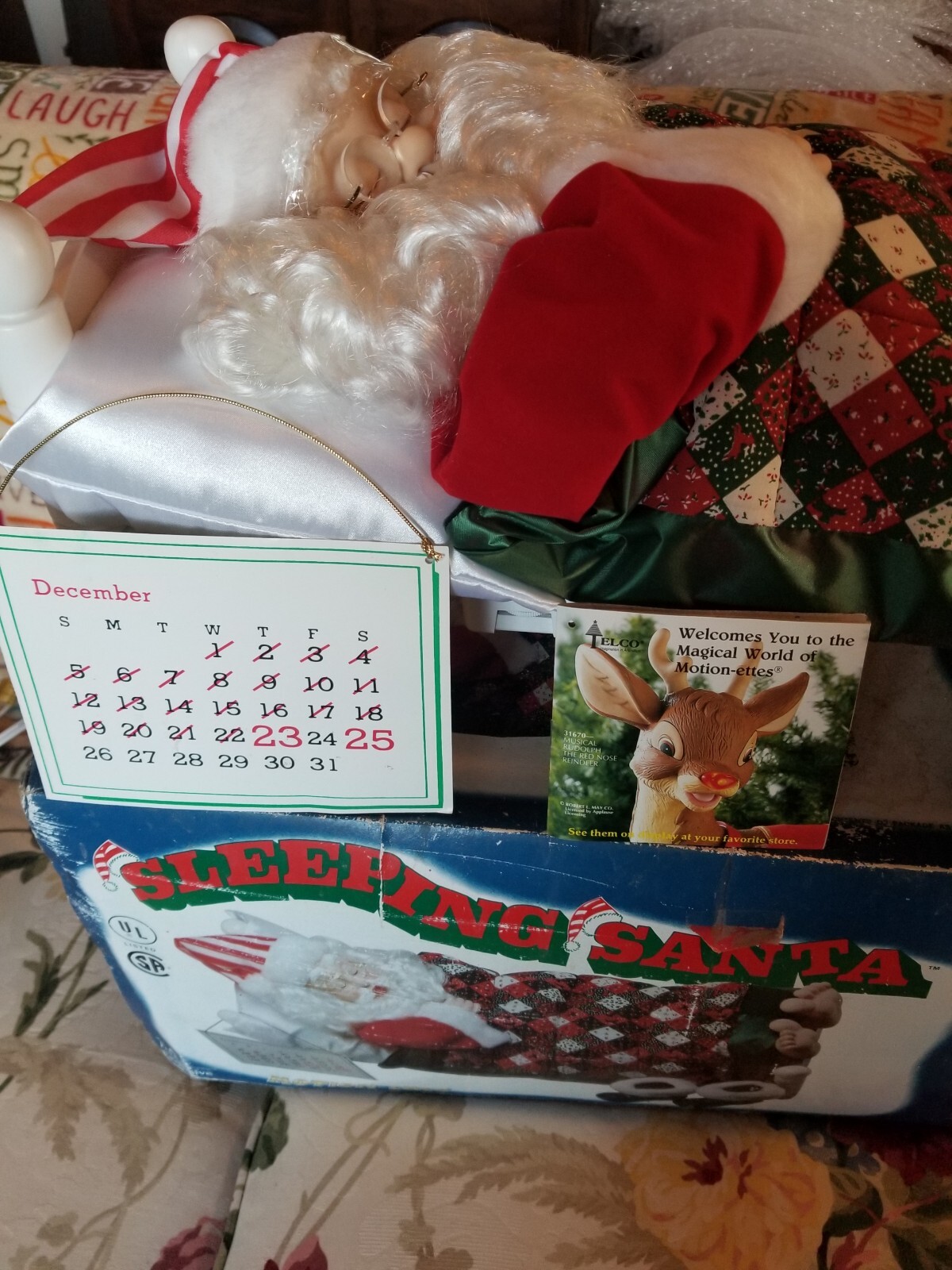 VTG Telco Sleeping Snoring Whistling Animated Sleeping Santa Xmas TESTED