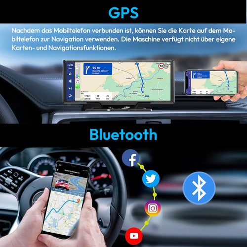 4K HD 10.26'' Dashcam Autoradio Apple Carplay Android Auto NAVI FM Bluetooth AUX - Bild 17 von 19