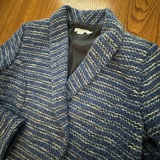 Pendleton Traditional Fit Blue/White Boucle Career Essentials Blazer Women's 12