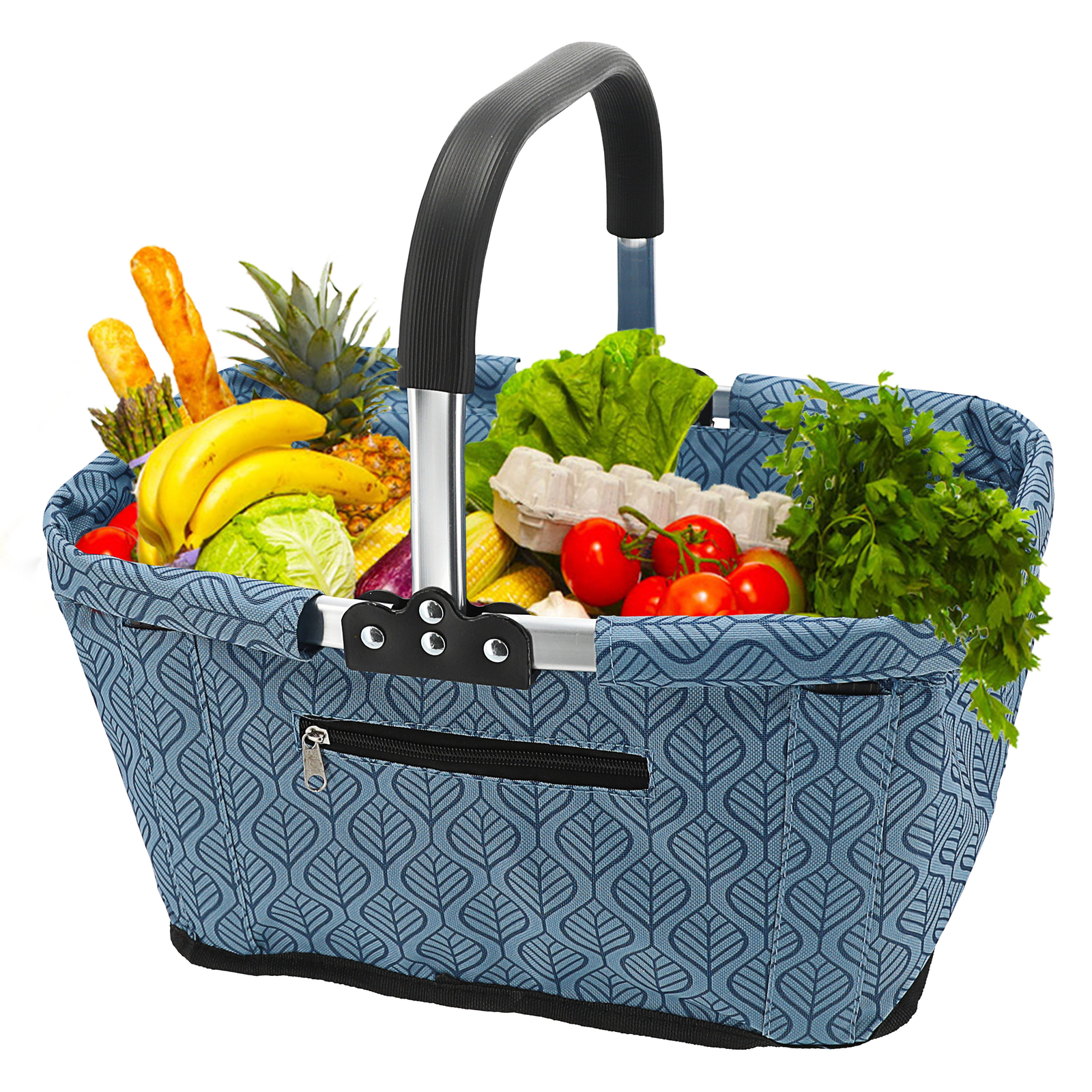 Einkaufskorb Faltbar Aluminium Gestell 43x22x27 Korb Filzkorb Tragekorb