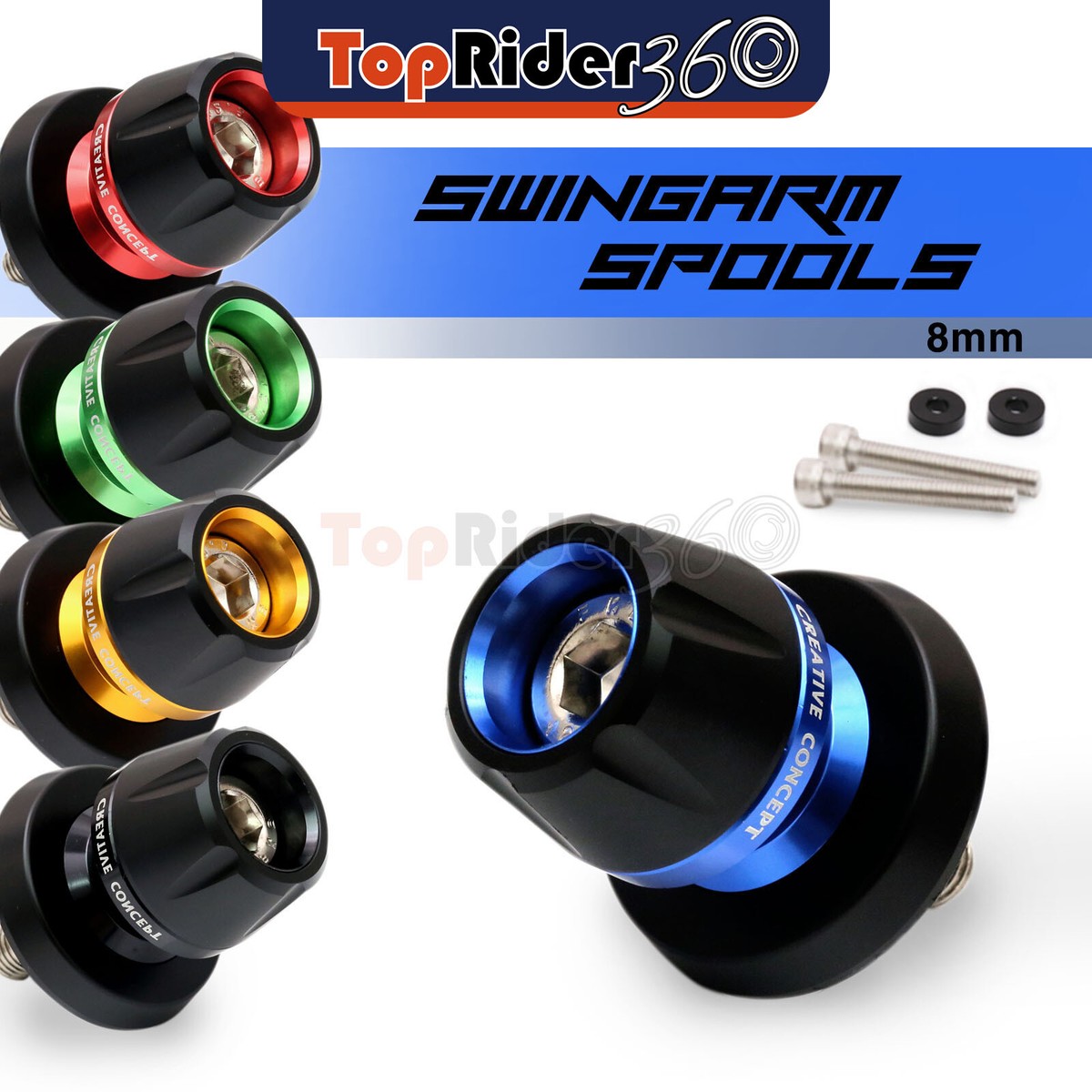 BLUE 8mm Swingarm Spools Sliders Protector For Kawasaki ZX