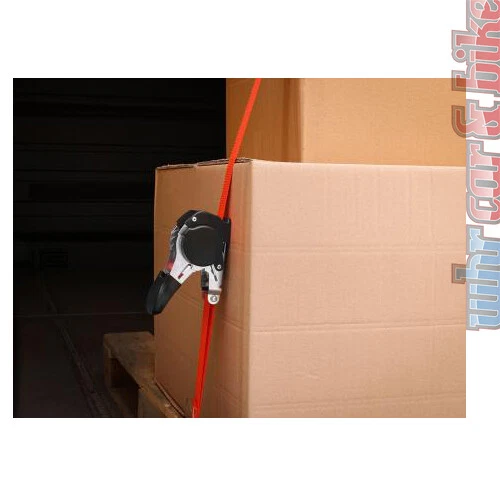 2x LAS Automatik-Spanngurt rot 500kg 25mm Zurrgurt Gurt mit Ratsche & S-Haken - Bild 4 von 4