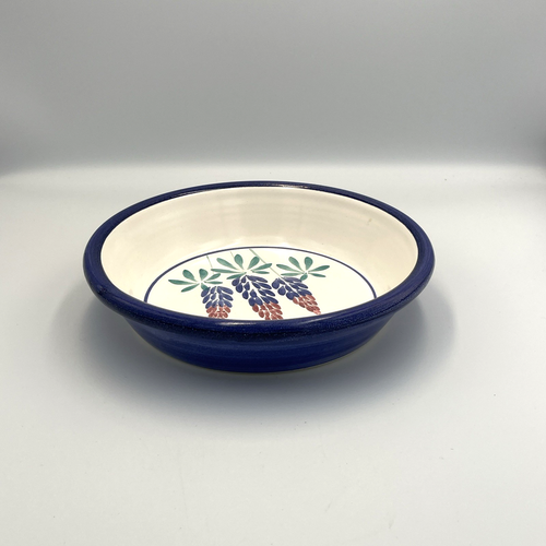 Columbia Falls Maine Pottery Dish Bowl Hand Made Lupines Flowers 8.25" D - Picture 6 of 6