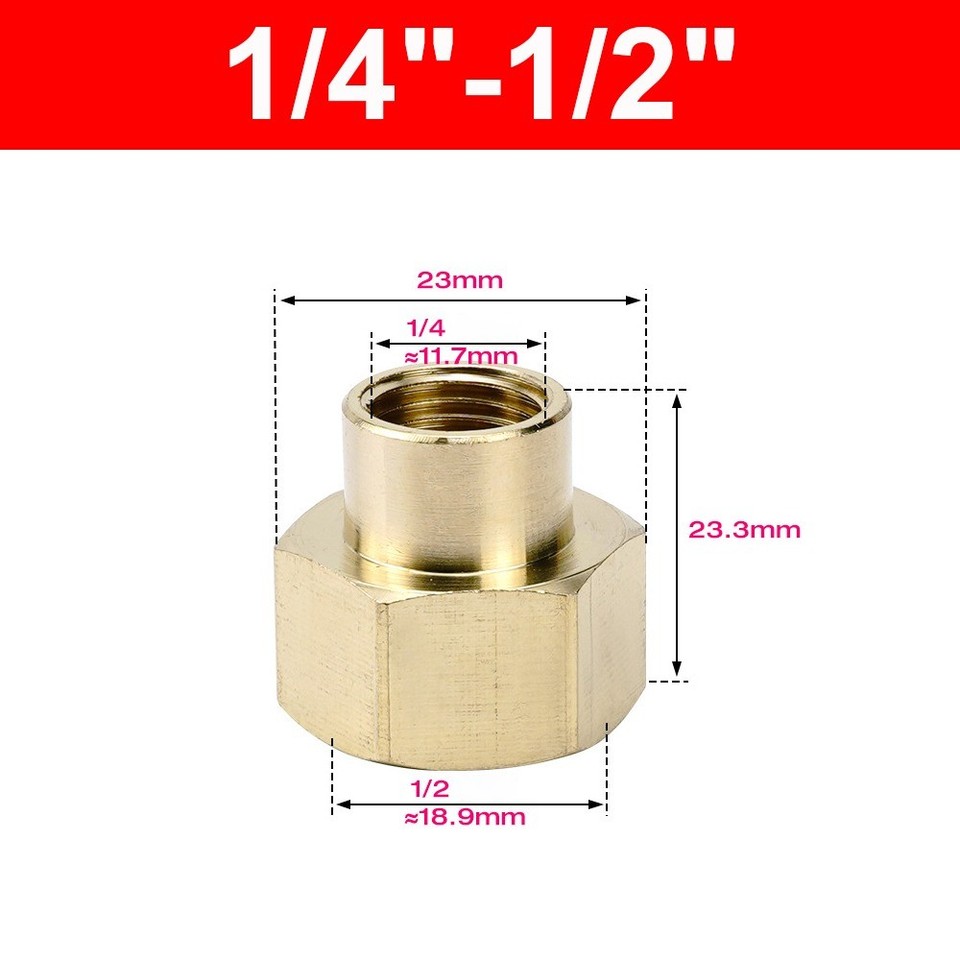 Threaded Copper Connecters Brass Hex Coupling Connector BSP Female Thread Copper Pipe Fitting ...